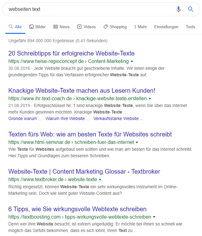 Suchergebnisse für den Begriff "webseiten text".