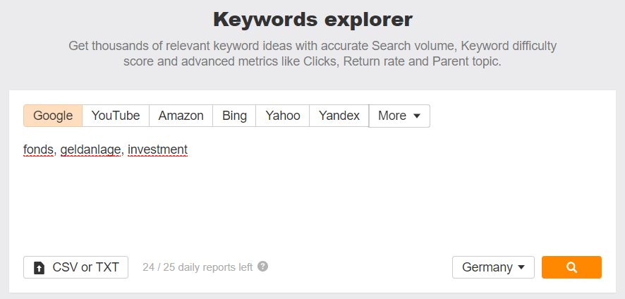 ahrefs keyword explorer