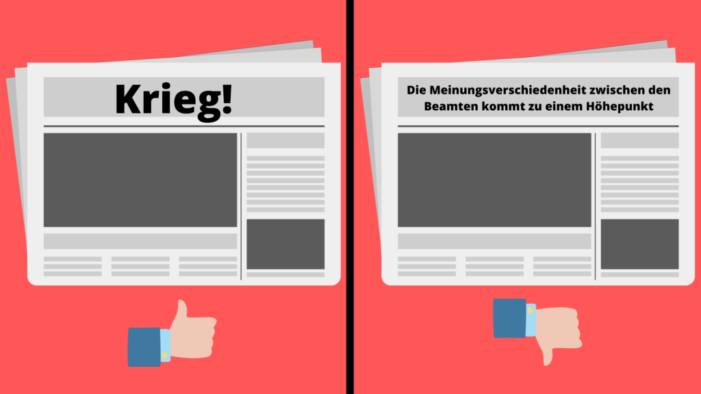 headline vergleich bei landing page text