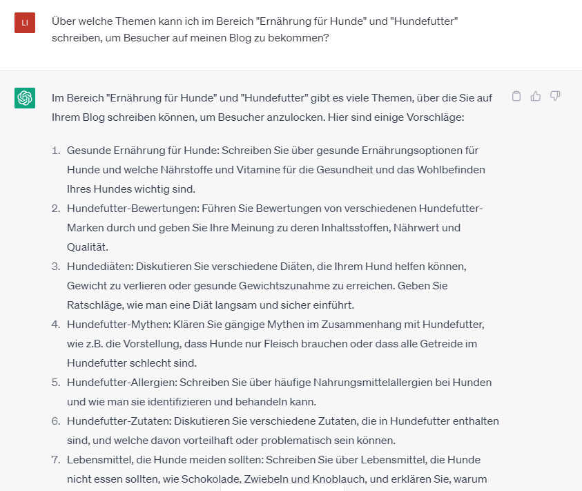 ChatGPT als Hilfsmittel bei der Themenrecherche