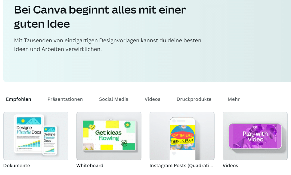 Die große Vielfalt der gratis Templates von Canva.
