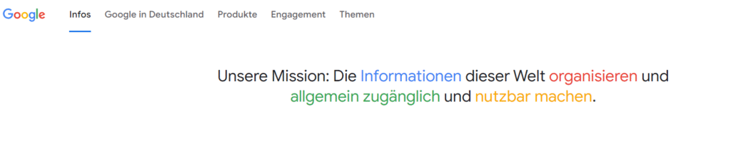 Das Mission Statement von Google